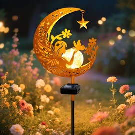 ZNYCYE Solar Lights Outdoor Decorative Moon Angel Solar Stake Lights Pathway Lights Gardening Gifts for Mom Grandma Friends, Fairy Garden Decor Waterproof for Walkway, Yard, Lawn, Patio (Warm White)