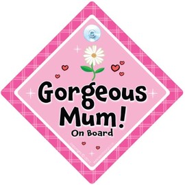 Gorgeous Mum On Board Car Sign, Pink Flower, Yummy Mummy On Board, Baby On Board, Car Safety Sign, Bumper Sticker Style, Baby On Board, Mum to Be