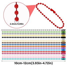 100PCS of Colorful Ball Chain Necklace,Metal Hanging Chains Metal Ball Chain with Connectors 2.4mm Iron Ball Chain Keychains DIY Necklace Jewelry Making Hanging Ornament Craft Ball Bead Keychain