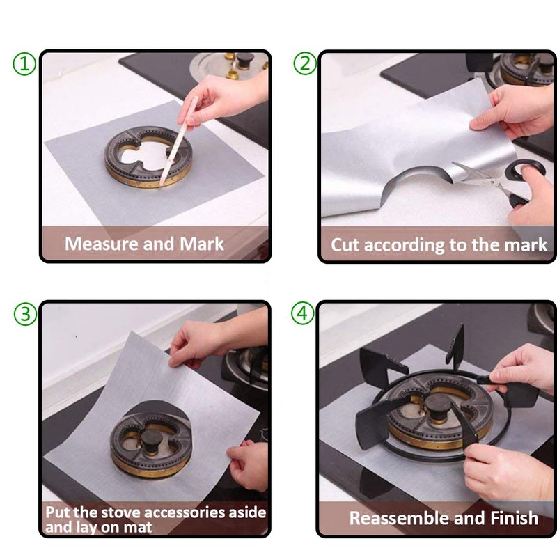 WANGCL 4 Thickened 0.2mm Sheets Stove Burner Cover Reusable Non-Stick