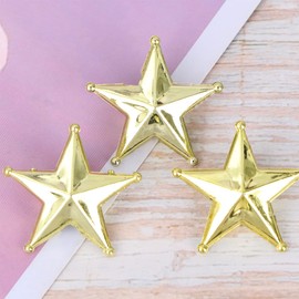 Mini 3D Gold Stars Christmas: 50pcs Xmas Pentagram Star 3cm Tiny Star Charms DIY Gold Star for Crafts Holiday Tree Decoration Star Tree Topper