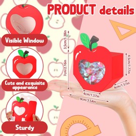 Kolldenn 24 Pcs Apple Container Bulk Back to School Gifts for Teacher, Paper Candy Boxes Holder Red Apple Shaped Teacher Appreciation Gifts Snow Party Christmas Party Favors(3.54 x 2.76 x 1.57 Inches)
