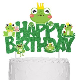 Frog Birthday Party Banners Frog Themed Birthday Decorations 2Pcs Glittery Black Frog Happy Birthday Banners Frog Favor Party Decor for Frog Prince Garden Baby Shower Supplies