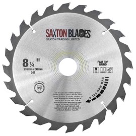 Saxton Flat Top TCT Circular Saw Blade 216mm x 24T x 30mm Bore + rings fits Bosch Makita etc