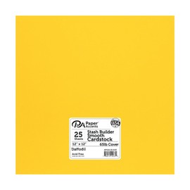 PA Paper Accents Stash Builder Cardstock Pack 12" x 12" Daffodil, 65lb Colored cardstock Paper for Card Making, Scrapbooking, Printing, Quilling and Crafts, 25 Pieces