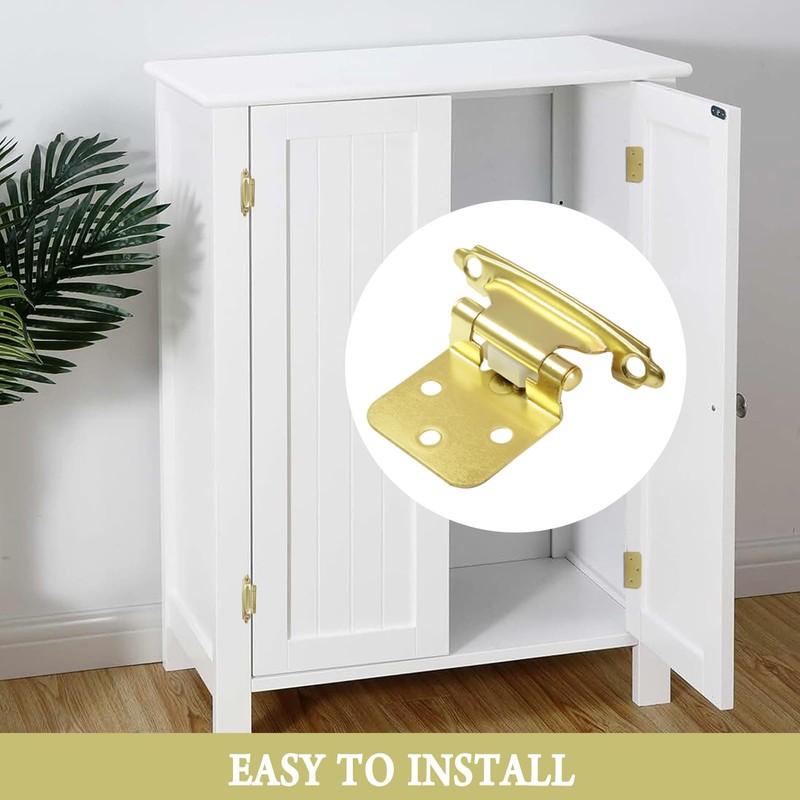 BokWin 4 Pack 1/2" Overlay Brass Gold Self-Closing Kitchen Cabinet