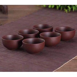 HonHeam Chinese Tea Tasting Cup Purple sand cup tasting cup small tea cup purple sand kung fu tea cup ceramic cup tea bowl cup set of 6 (purple)