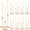 FillTouch 30 Pcs Gold Candlestick Holders with Flameless Taper Candles