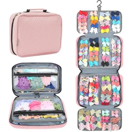 MICOM - Bolsa de almacenamiento de accesorios para el cabello para niñas, organizador de lazos para el cabello, accesorios para el cabello, estuche de transporte para exhibición de pinzas para el