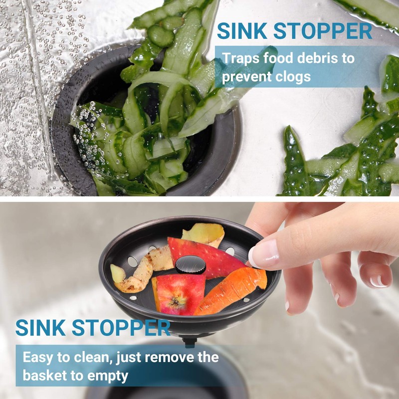 KONE Kitchen Sink Stopper and Strainer 2 Pack Oil Rubbed