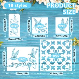 Pack of 18 Reusable Drawing Stencils, Painting Stencils, DIY Craft Stencils, Painting Stencils for Wall Floor Decor DIY Home Decoration
