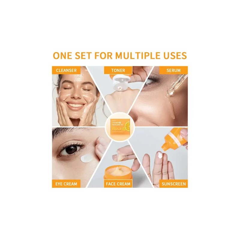 Set De Cuidado Facial Con Vitamina C, Rutina Completa