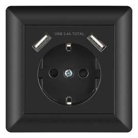 Sasudose Sockets with USB, black