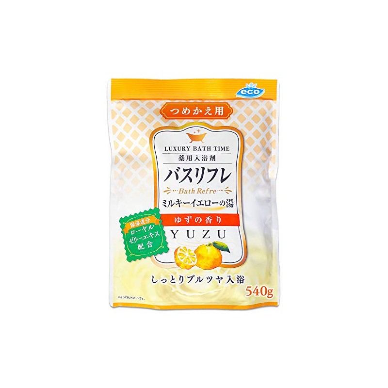 Lion Chemical Medicated Bath Solution, Yellow Nigori Water Refill, Yuzu