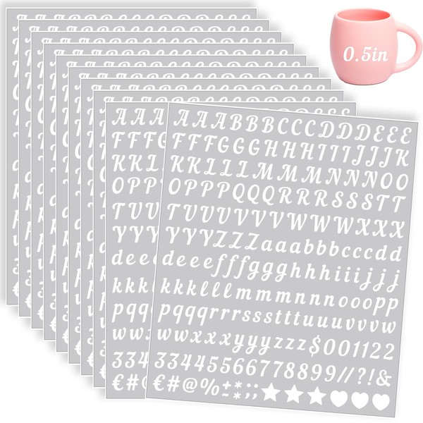 2000 Pieces 10 Sheets Vinyl Letter Stickers Small, 1/2 Inch