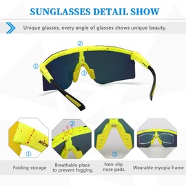 [KOOTU] Sunglasses Sports Polarized Cycling Glasses Men or Women Motorcycle Eyewear Driving Baseball Sunglasses Color Dot, yellow