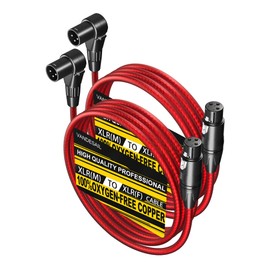 VANDESAIL XLR Microphone Cable 6 Feet 2 Pack Right Angle XLR Cables 6ft Male to Straight Female Mic Cord 3 Pin for Speakers Audio Interface Pro Camcorders DSLR Video Cameras Recording Red