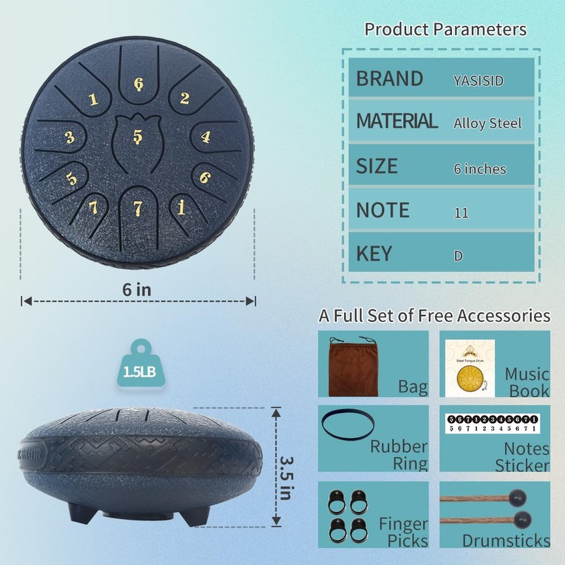 Rain Drum for Outside Garden,Steel Tongue Drum 6 Inche 11