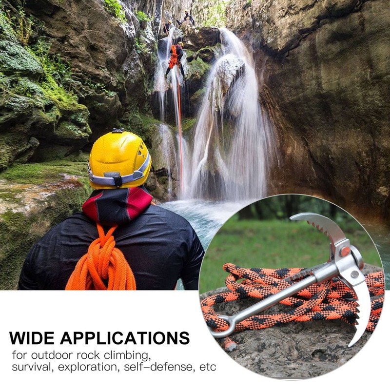 Stainless Steel Folding Grappling Hook Rock Climbing Claw Survival Tool