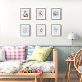 upsimples 8x10 Picture Frame Set of 5, Display Pictures 5x7 with Mat or 8 x 10 Without, Wall Gallery Photo Frames, Gray