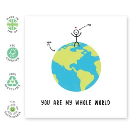 Thoughtful Love Card- 'You Are My Whole World' – Gifts for Partner, Boyfriend, Girlfriend, Husband, Wife, Him, Her, Babe, Spouse – Sweet Words for Valentines Day - Comes with Stickers