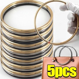 1 5PCS 신형 원형 금속 핸들 용 DIY 가방 액세서리 스트랩 금색 은색 지갑 프레임 수하물 하드웨어 [Gold] 5PCS New Round Metal Handle DIY Bag Accessory Strap Gold Silver Wallet Frame Luggage Hardware [Gold]