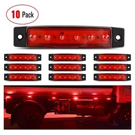 Nilight 10PCS 3.8 Inch 6 LED Red Side Marker Light Indicator Light Rear side Marker Light for Truck Trailer RV Cab Boat Bus Lorry LED Marker Light Clearance Light, 2 Years Warranty (TL-15)