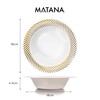 MATANA 20 White Plastic Bowls with Gold Rim, Soup Plates,
