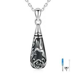 925 Sterling Silver Urn Pendant Necklace Teardrop Cremation Jewelry for Ashes Memorial Keepsake for Women