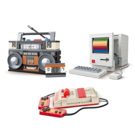 Juego de construcción de modelo vintage 3 en 1 para adultos, consola de juego retro, computadora, radio, modelo coleccionable y de exhibición, decoración para el hogar y la oficina, regalos