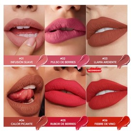 Lip Tint con Cadena, Tinta para labios, Acabado Mate, 24H Larga Duración No Transfer, Resistente al agua y al sudor, Alta Pigmentación, 2.8g (03 Llama