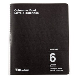 Blueline Columnar Book, Twin Wire Binding, 6 Columns with Description, 80 Pages, 12-Inch x 10-Inch, Black (A767.06T)