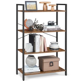 VASAGLE 4-Tier Tall Bookshelf, Large Bookcase with Steel Frame, Deep Book Shelf for Living Room, Home Office, Study, 11.8 x 31.5 x 47 Inches, Industrial Style, Honey Brown and Black ULLS140K01