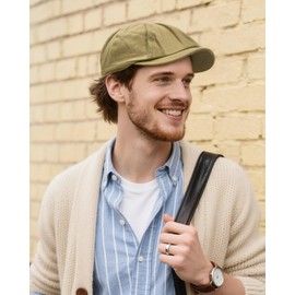 Clakllie Classic 8 Panel Flat Cap Ivy Driving Hat Newsboy Caps Golf Cabbie Beret Scally Cap Applejack Gatsby Hat,BL42-Khaki