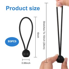 20pcs Ball Bungee Cords Tent Fix Rope Tarpaulin Bungee Ball Cords 5 Inches for Canopy Camping Shelter Gazebo Projector Screen Tent Poles with UV Resistant