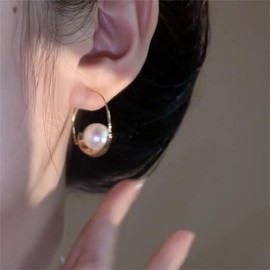Pearl Earrings for Women Bow Pearl Earrings Pearl Hoop Earrings Pearl Flower Earrings Silver Pearl Dangle Earrings Wedding Bridal Jewelry Christmas Gifts for Her