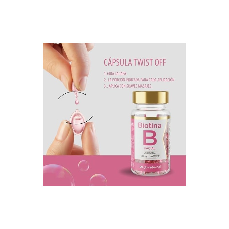 Cápsulas Faciales de Biotina 90 cápsulas Twist-Off Nutre, Hidrata y