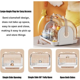 Nollapo Baby Bottle Drying Rack Storage, Nursing Bottle Storage Box Organizer with Cover, Portable Kitchen Cabinet Organizer, Durable countertop Dryer (Orange)