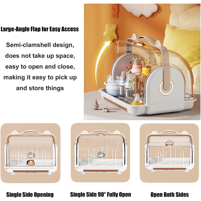 Nollapo Baby Bottle Drying Rack Storage, Nursing Bottle Storage Box