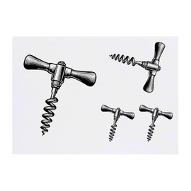 4 x 'Corkscrew' Temporary Tattoos - Water Resistant, Skin-Safe, Non-Toxic Transfers, Mixed Sizes (TO00085194)