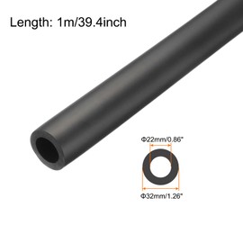 Rebower 7/8" ID Pipe Insulation Tubing 3/16" Thick Heat Preservation Foam Tube, [for Plumbing Freeze Protection Exercise Handle] - 1-1/4" OD/3.3ft/Black(22x32mm)