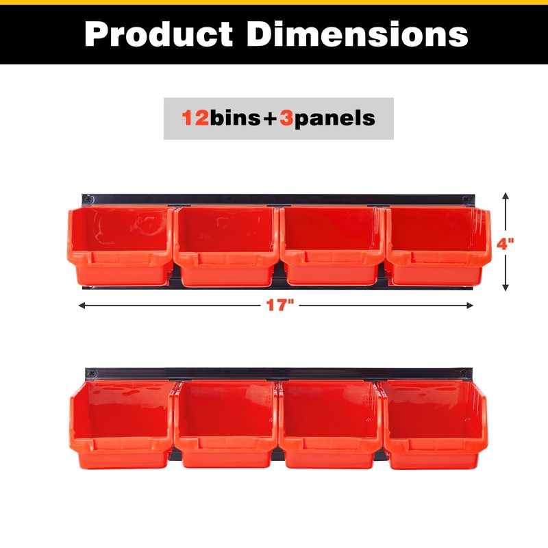 Ultrawall Wall Mounted Storage Bins, Plastic Hanging Storage Organizer Bins,