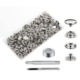 240 Pieces Stainless Steel Snap Fastener Kit, BetterJonny 15mm Snap Button Press Stud Cap with 3 Setting Tools Storage Box for Marine Boat Canvas Bag Leather DIY Craft Silver
