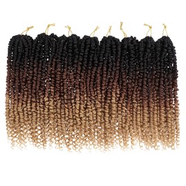 Xtrend 1B3027#) Short Pre Twisted Passion Twist Hair Pre Looped Synthetic Hair Extensions 10 Inch 8 Packs 12 Strands/Pack Pre Looped Black Passion Twist Hair 8