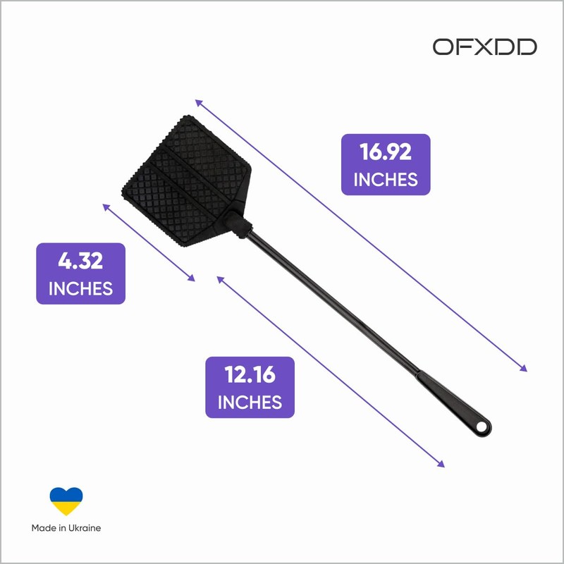 OFXDD Rubber Fly Swatter, Long Fly Swatter Pack, Fly Swatter