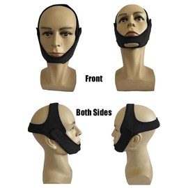 Anti Snoring Chin Strap Men Women Snoring Stopper with Chin Rest Snoring Stopper Adjustable Chin Strap Breathable Professional Snoring Solution Headband for Snoring Reduction Black
