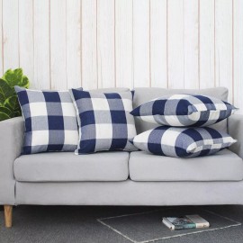 Case 4 set of 18x18 Pack NavyBlue Buffalo Check Plaid Throw Pillow Case Covers