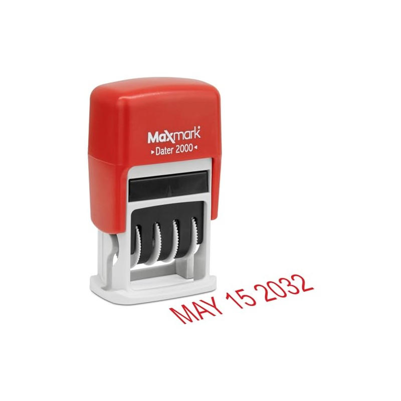 MaxMark 2000 Dater - Sello de fecha autoentintado, color rojo