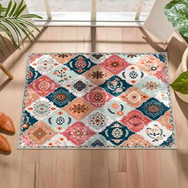 Entryway Rug 2×3 Ft Front Door Mat - Non-Slip Floor Mat for Entryway, Colorful Floral Printed Entry Rug,Soft Low Pile Indoor/Outdoor Doormat for Home/Apartment Entance