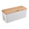 Cable Box with Bamboo Lid, Cable Management Organiser, Storage Box